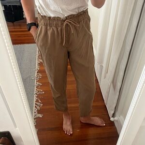 Tall brown LOFT joggers with tie waist
